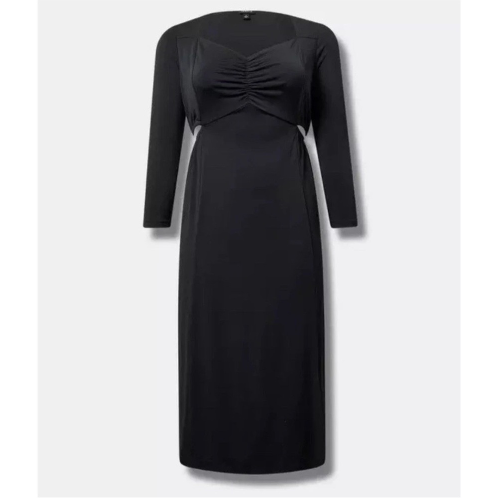 Torrid Black Maxi Studio Knit Dress Side Cutouts Long Sleeve NWT Size 0 Large 12